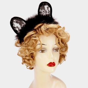 Black Sexy Cat Ear Lace Fur Headband Sexy Animal
